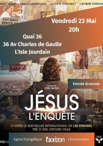 Film Jésus l'enquête au Quai 36 l'Isle-Jourdain le 23 mai à 20H